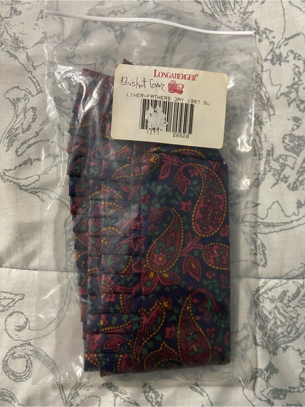 Longaberger Father's Day 1997 Paper Basket Liner-Paisley print-NEW In bag - Picture 2 of 4